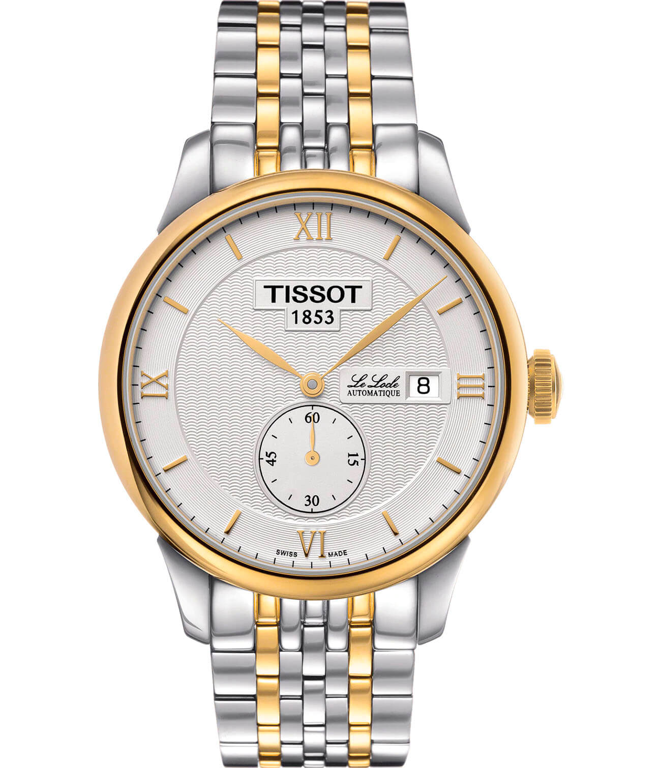 Tissot Tissot Le Locle Automatic Petite Seconde T006.428.22.038.01 Le Locle Automatic T0064282203801 механические мужские часы белый циферблат, браслет сталь c pvd покрытием — вид спереди