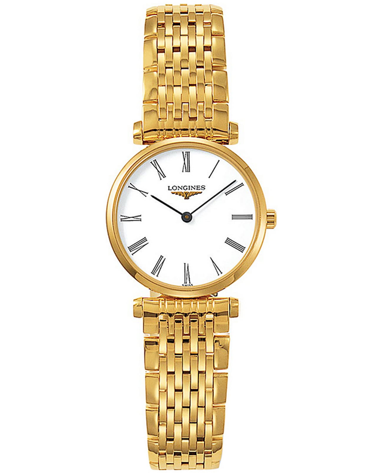 Longines La Grande Classique de Longines L4.209.2.11.8  L42092118 кварцевые женские часы белый циферблат, браслет нержавеющая сталь с pvd-покрытием — вид спереди