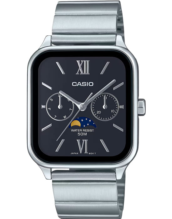 Casio Casio Collection MTP-M305D-1A2   MTP-M305D-1A2 кварцевые мужские часы черный циферблат, браслет нержавеющая сталь — вид спереди
