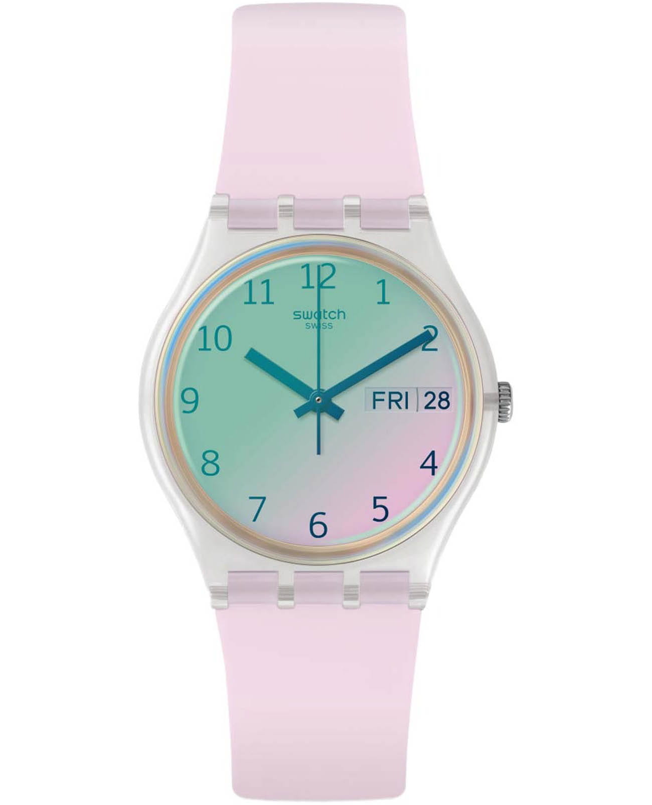 Swatch Swatch Gent Standard GE714  GE714 кварцевые женские часы розовый циферблат, браслет силикон — вид спереди