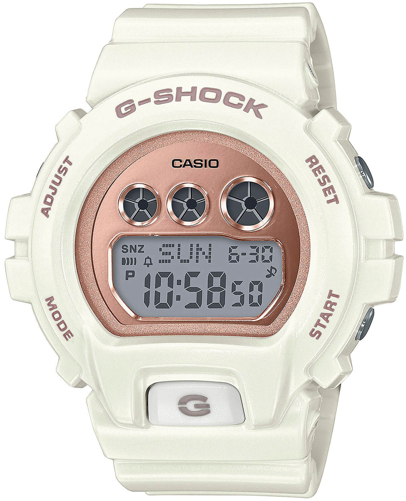 Casio Casio G-Shock GMD-S6900MC-7  GMD-S6900MC-7ER электронные женские часы розовый циферблат, браслет пластик — вид спереди