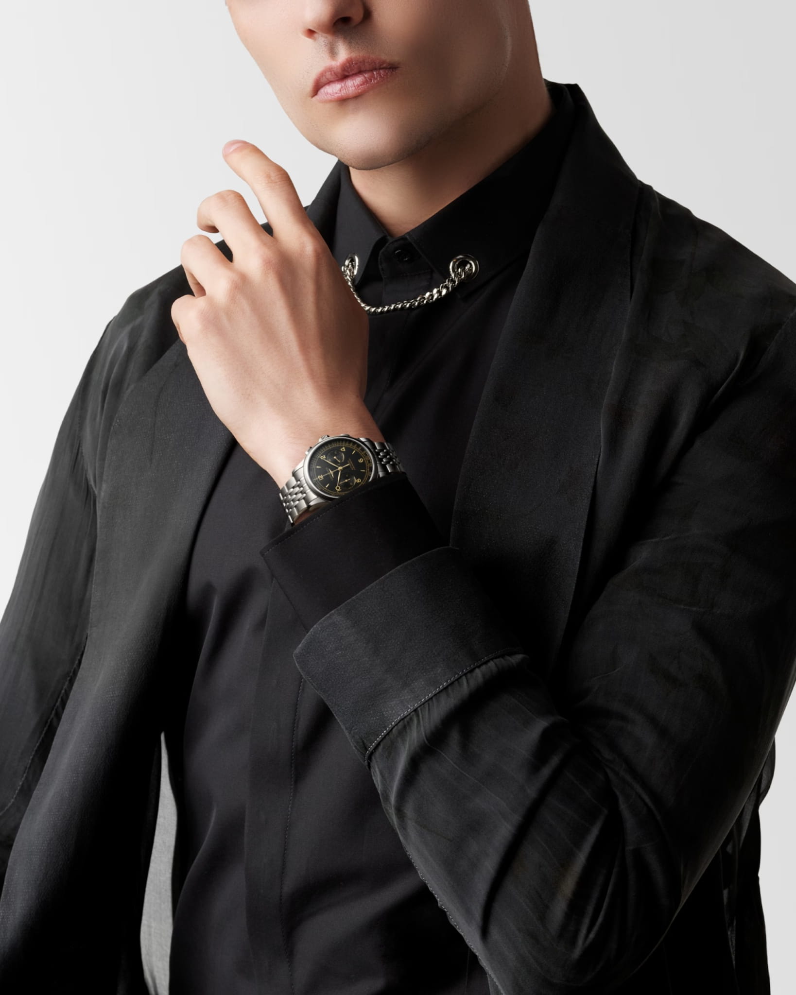 Longines Longines Record Collection L2.921.4.56.6 механические мужские часы часы крупный план черный циферблата