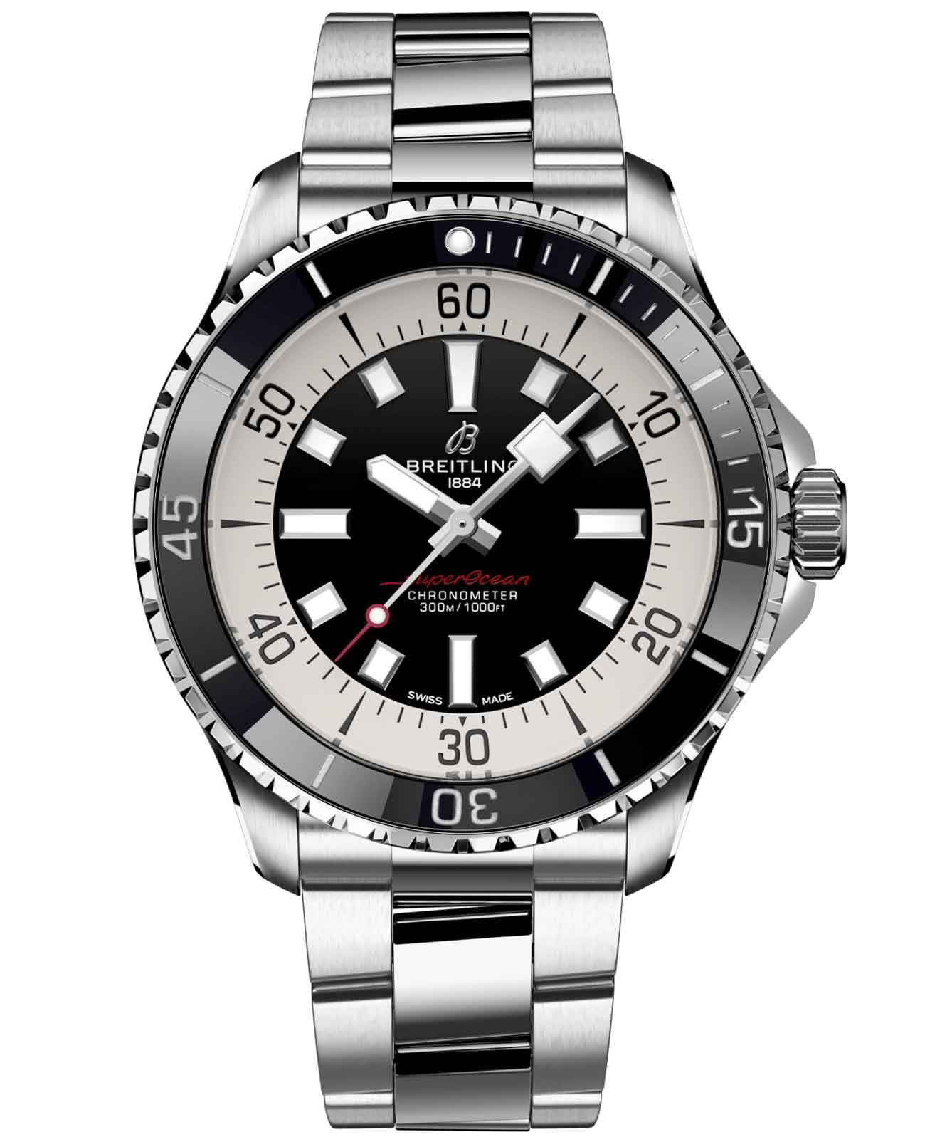 Breitling Breitling Superocean Automatic 44 A17376211B1A1  A17376211B1A1 механические мужские часы  циферблат, браслет нержавеющая сталь — вид спереди