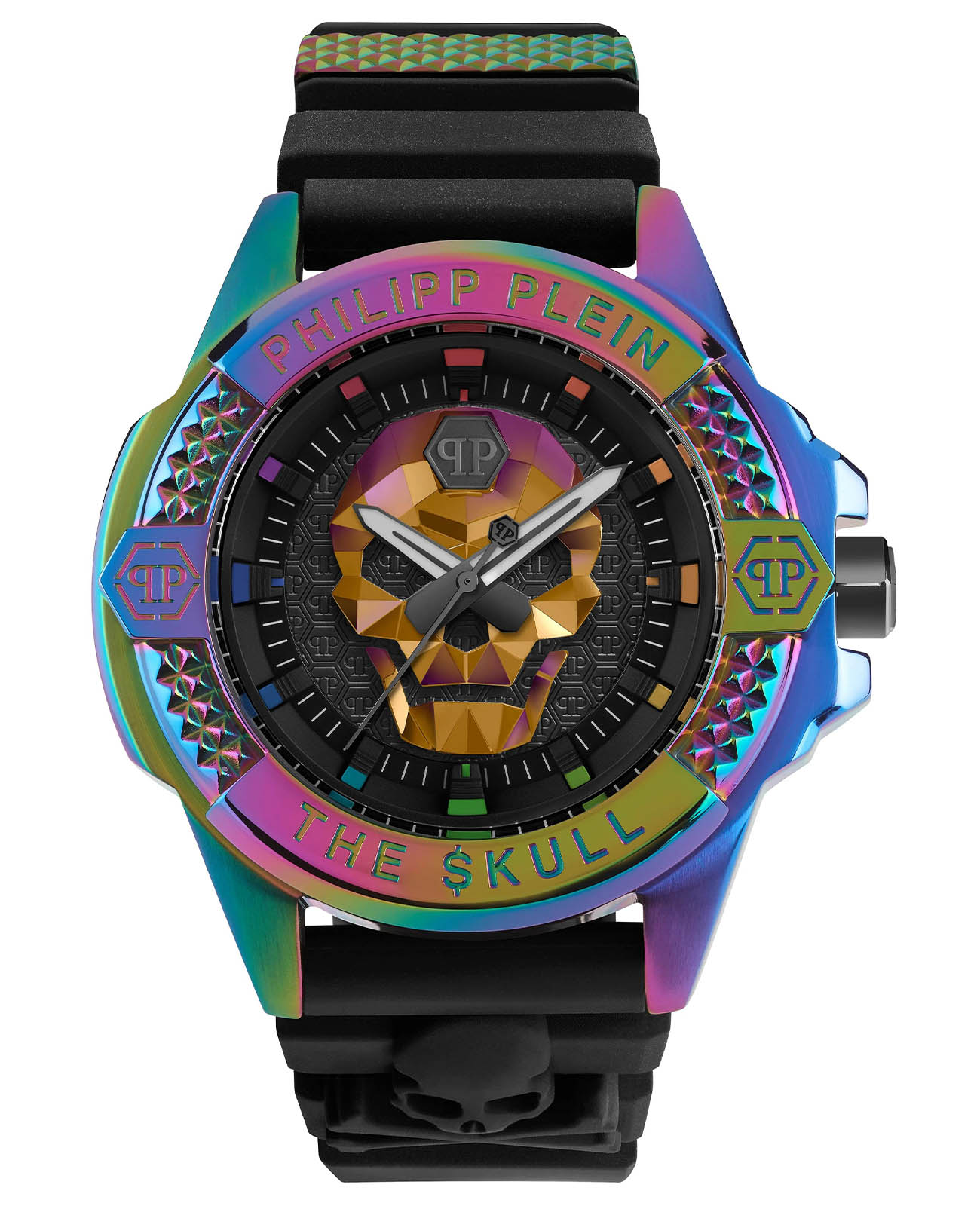 Philipp Plein Philipp Plein The Skull Carbon Fiber PWAAA2123  PWAAA2123 кварцевые мужские часы черный циферблат, браслет силикон — вид спереди