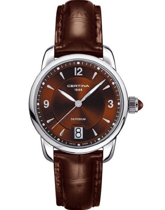 Certina Certina C025.210.16.297.00  C0252101629700 кварцевые женские часы коричневый циферблат, браслет кожаный — вид спереди