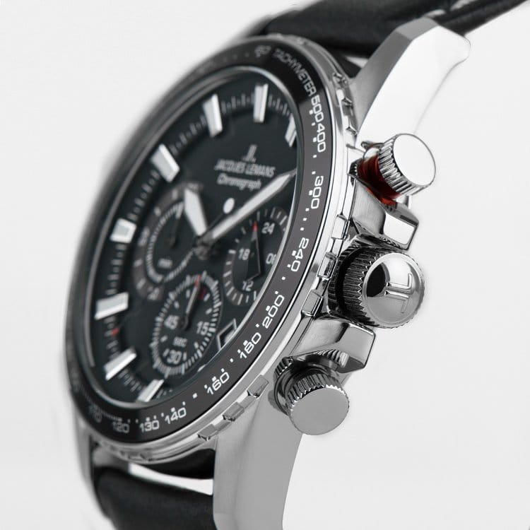 Jacques Lemans Jacques Lemans  Sport 1-2099A,  австрия мужские часы на браслете кожаный боковой вид