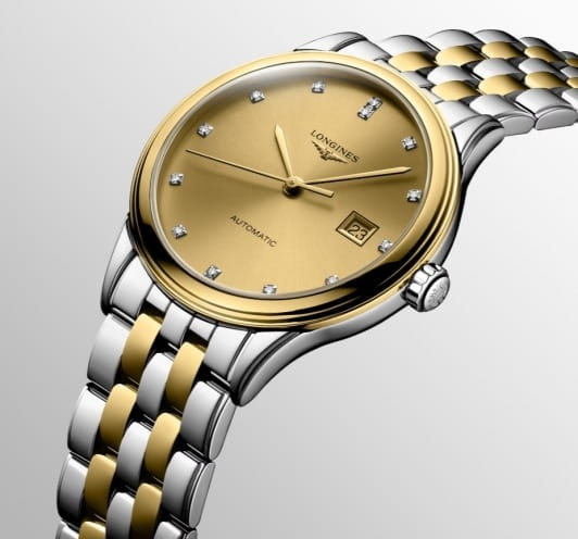 Longines Longines Flagship L4.374.3.37.7 женские часы золотой циферблат на запястье