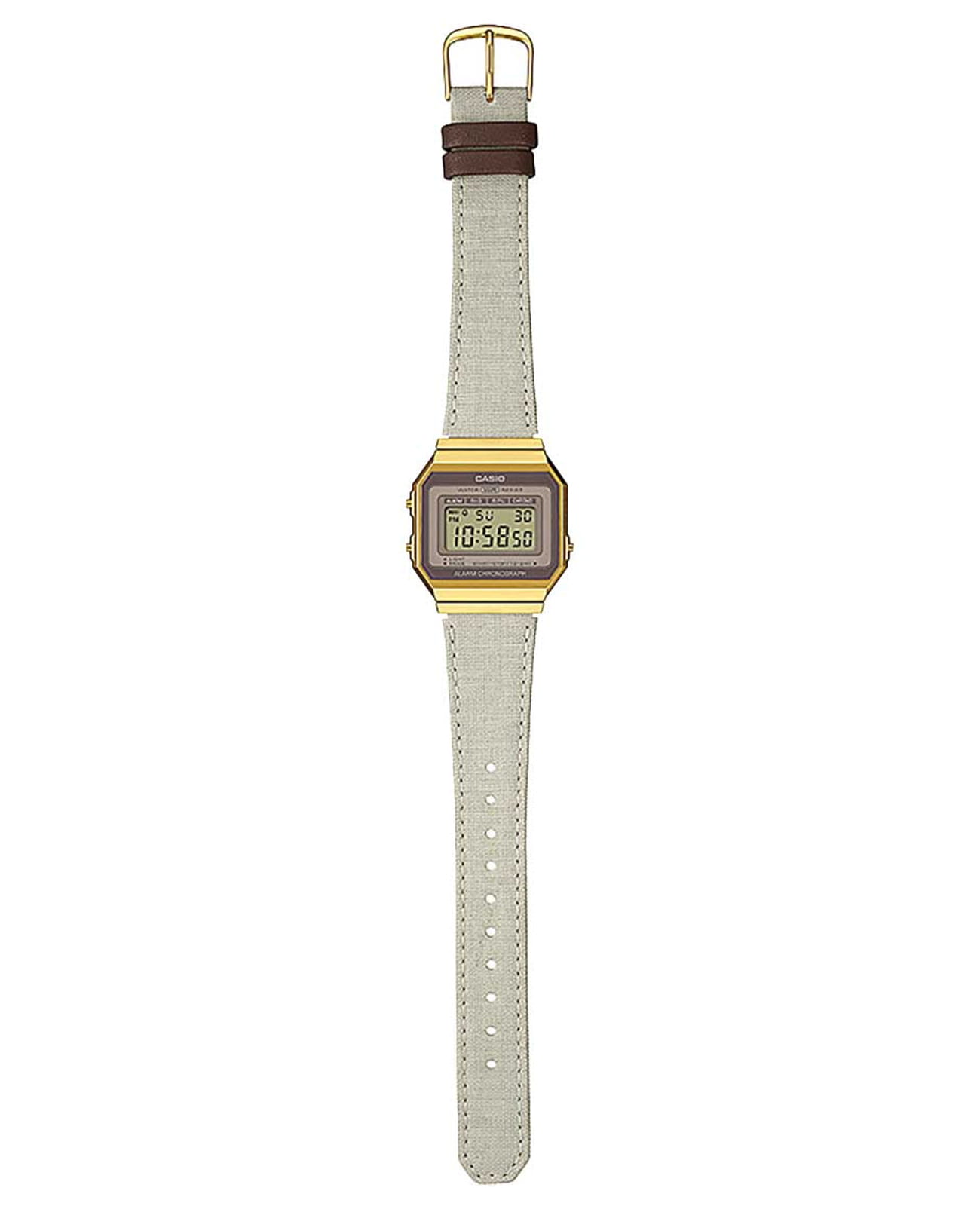Casio Casio Vintage A700WEGL-7AEF, vintage япония женские часы на браслете тканевый боковой вид
