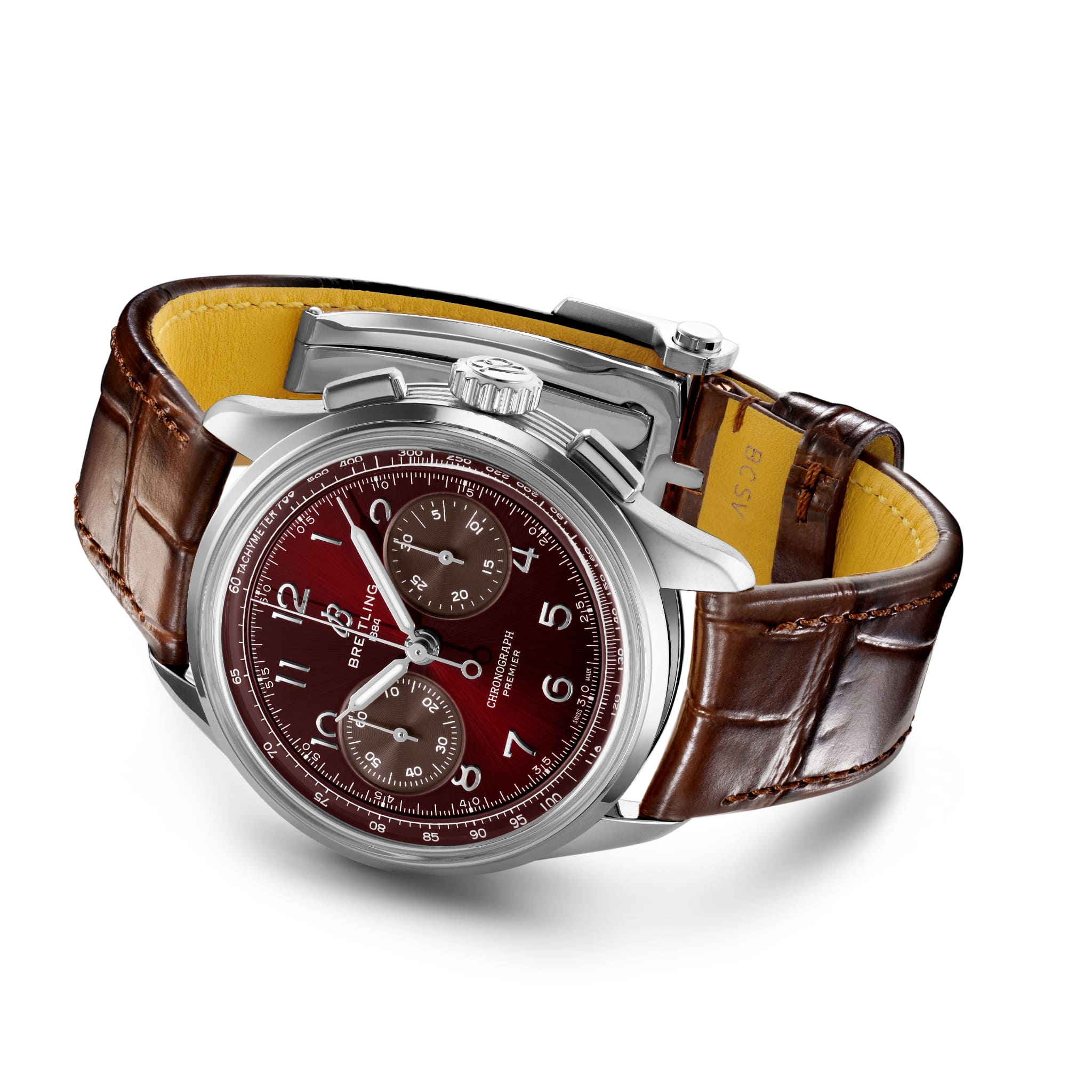 Breitling Breitling Premier B09 Chronograph 40 AB0930D41K1P1, premier швейцария мужские часы на браслете кожаный боковой вид