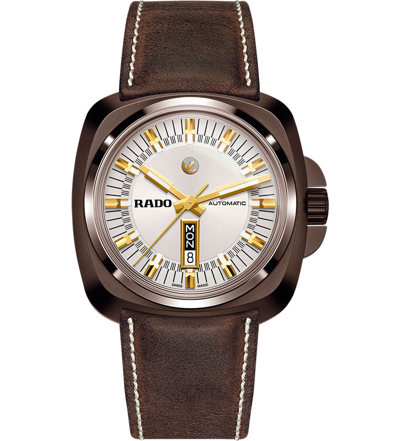 Rado Rado Hyperchrome 1616 R32170015 Automatic R32170015 механические мужские часы белый циферблат, браслет кожаный — вид спереди