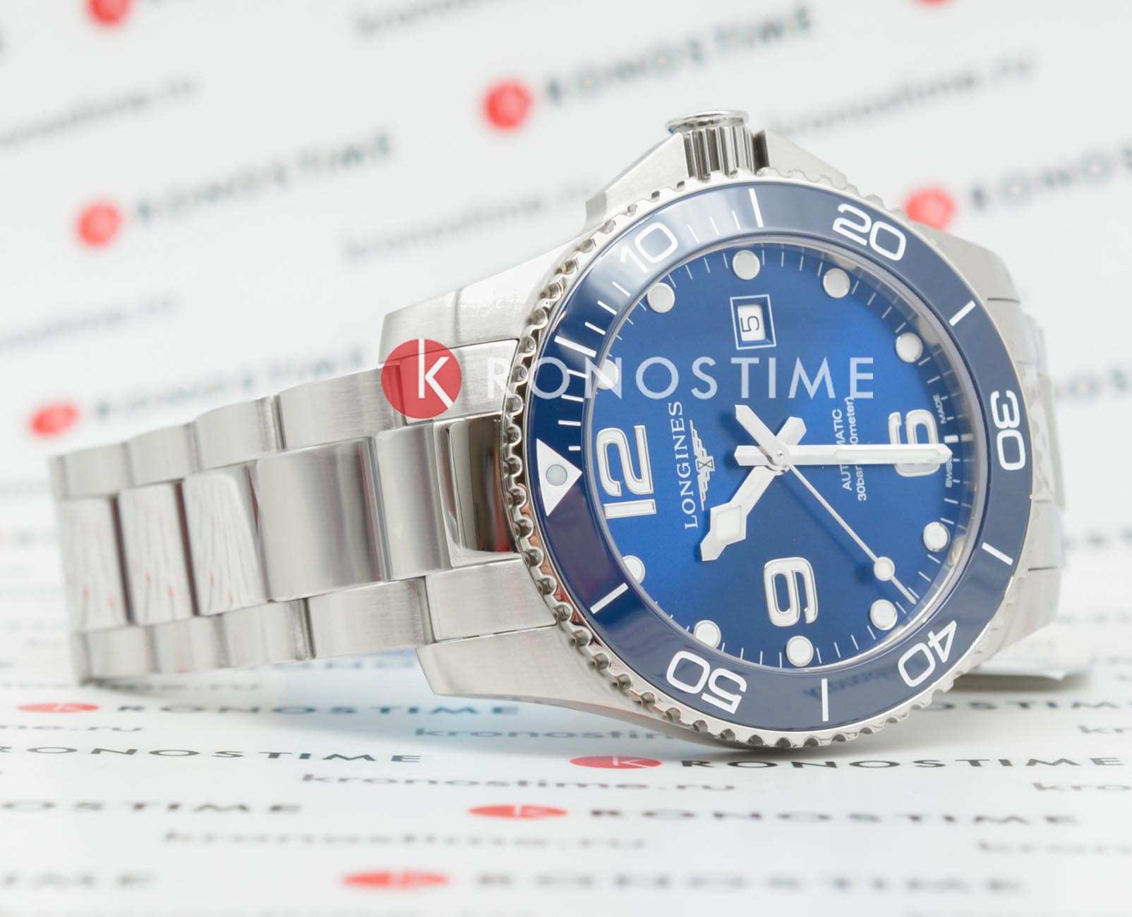 Longines Longines HydroConquest L3.782.4.96.6 мужские часы синий циферблат на запястье