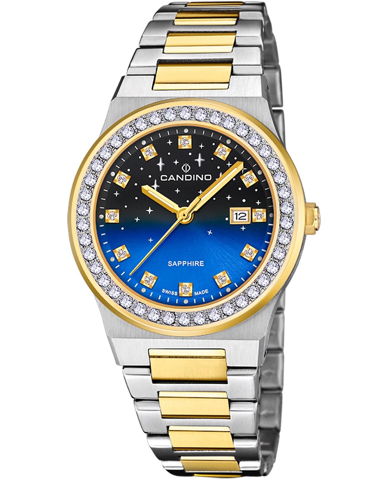 Candino Candino Lady Elegance Sparkling Date C4750/3  C4750/3 кварцевые женские часы  циферблат, браслет нержавеющая сталь с pvd-покрытием — вид спереди