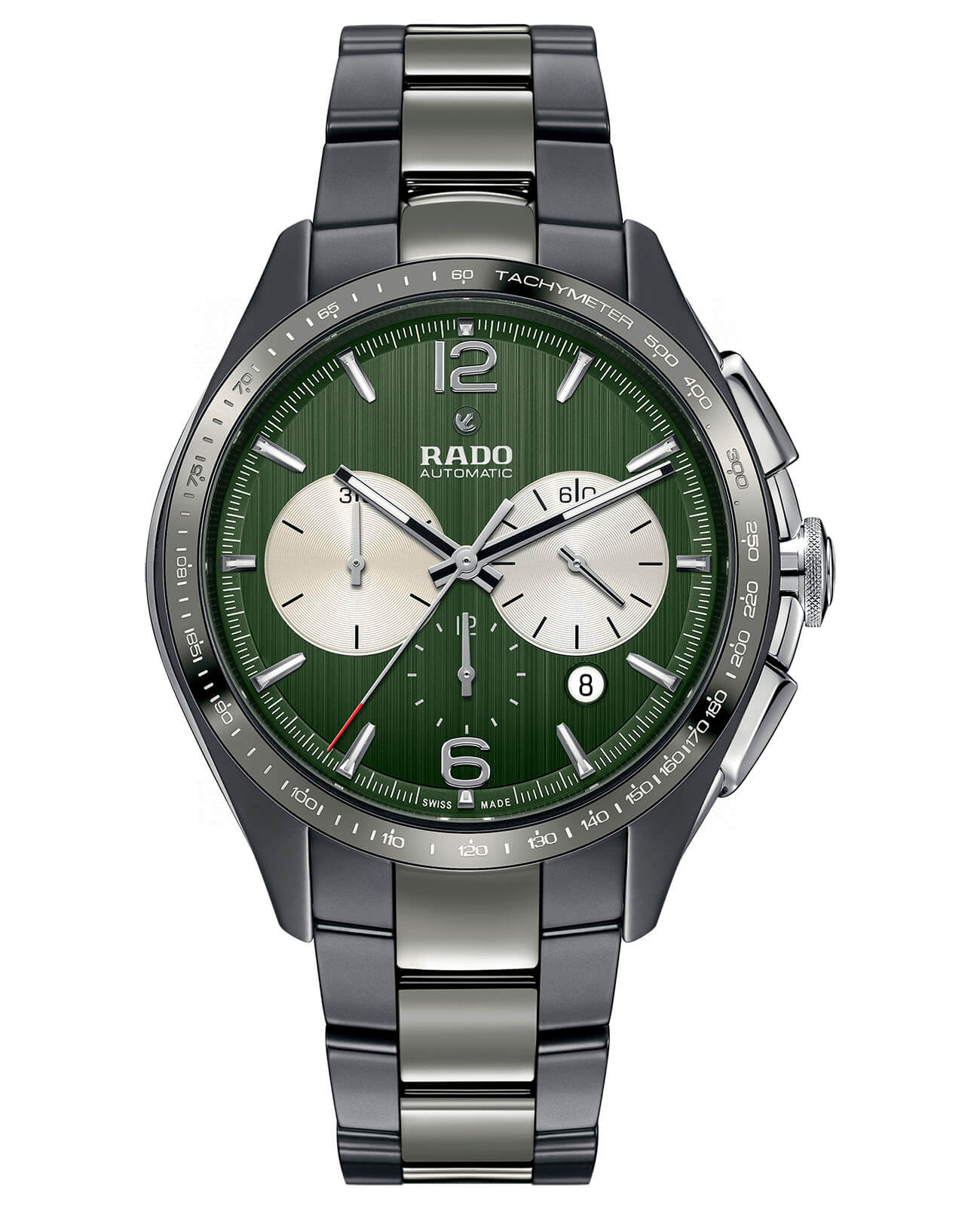 Rado Rado Hyperchrome Tennis Automatic Chronograph R32022312 Automatic R32022312 механические мужские часы зеленый циферблат, браслет плазменная керамика + ceramos™ — вид спереди
