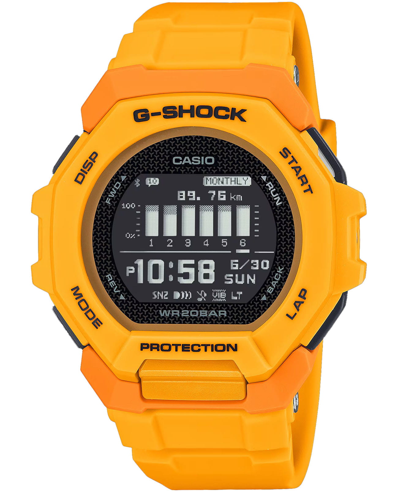 Casio Casio G-Shock GBD-300-9DR (GBD-300-9) G-SQUAD GBD-300-9DR электронные мужские часы черный циферблат, браслет пластик — вид спереди