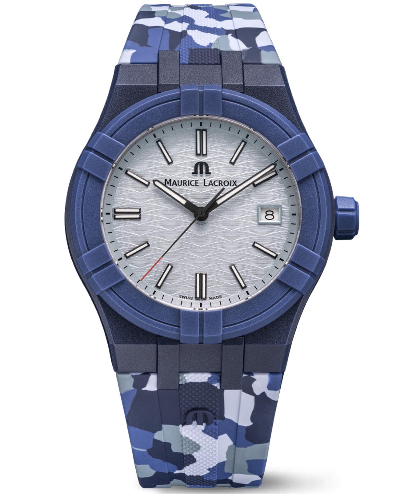 Maurice Lacroix Maurice Lacroix Aikon Tide AI2008-B88AZ-000-0  AI2008-B88AZ-000-0 кварцевые мужские часы белый циферблат, браслет каучук — вид спереди