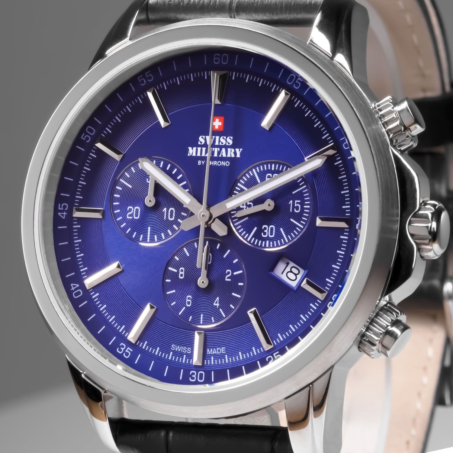 Swiss Military by Chrono Swiss Military by Chrono SM34052.11,  швейцария мужские часы на браслете кожаный боковой вид