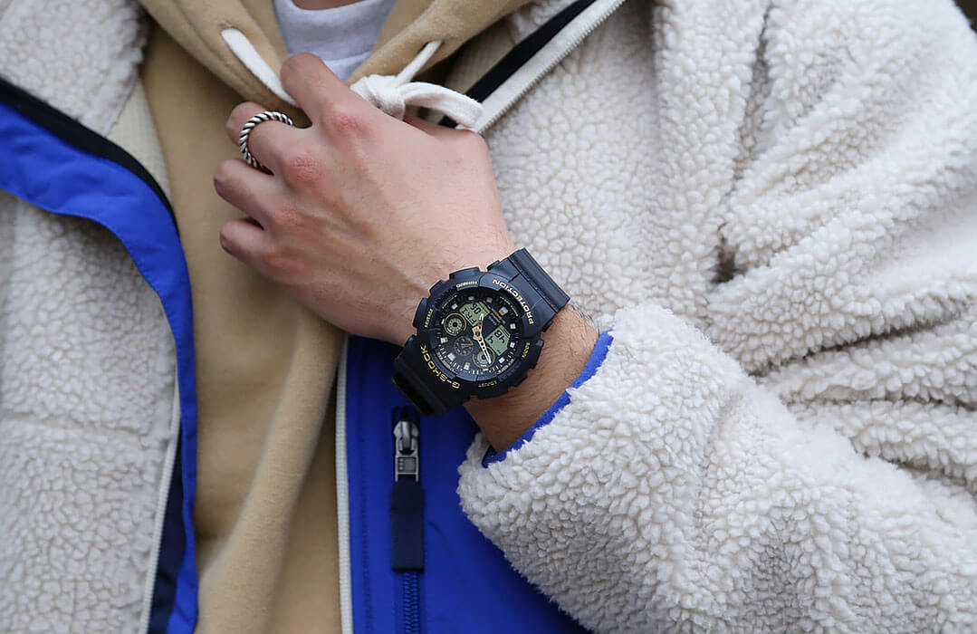 Casio Casio G-Shock GA-100GBX-1A9 GA-100, наручные мужские часы фото под углом