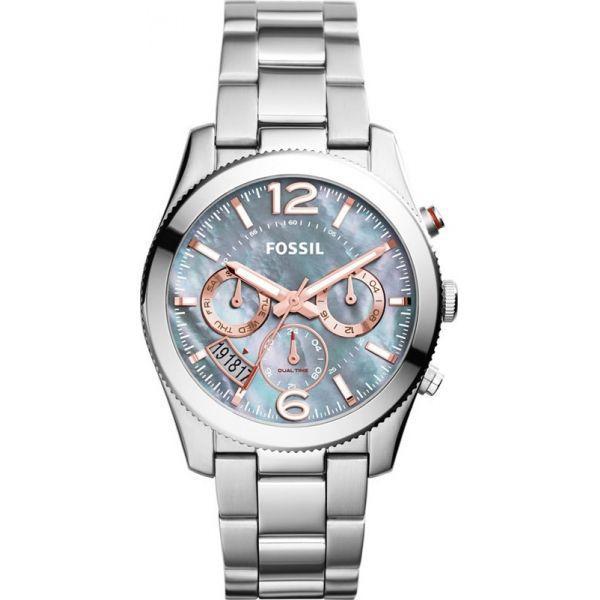Fossil Fossil Carlie  ES3880  ES3880 кварцевые женские часы серый циферблат, браслет нержавеющая сталь — вид спереди