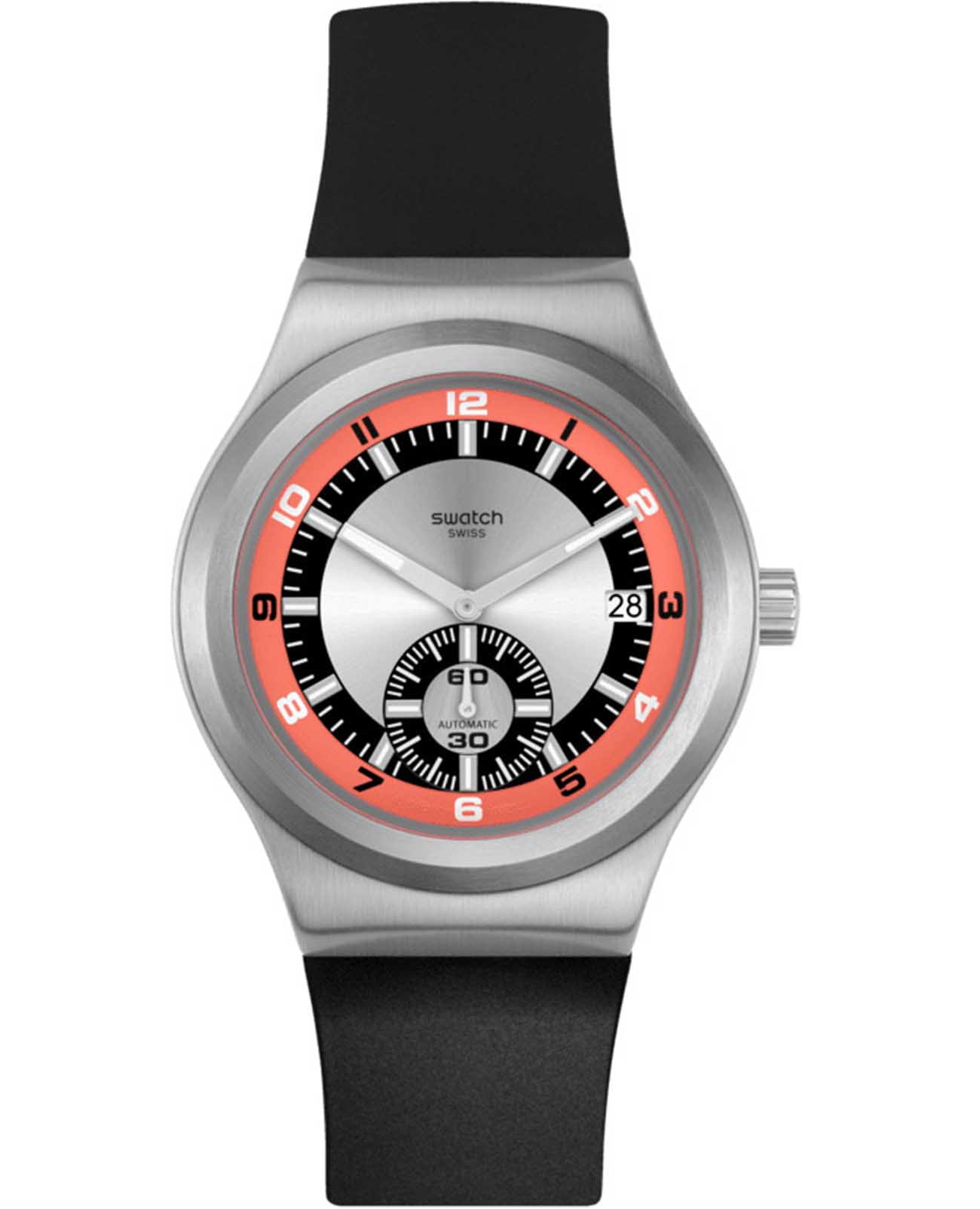 Swatch Swatch Irony Sistem51 Petite Seconde SY23S413  SY23S413 механические женские часы серебристый циферблат, браслет резина — вид спереди