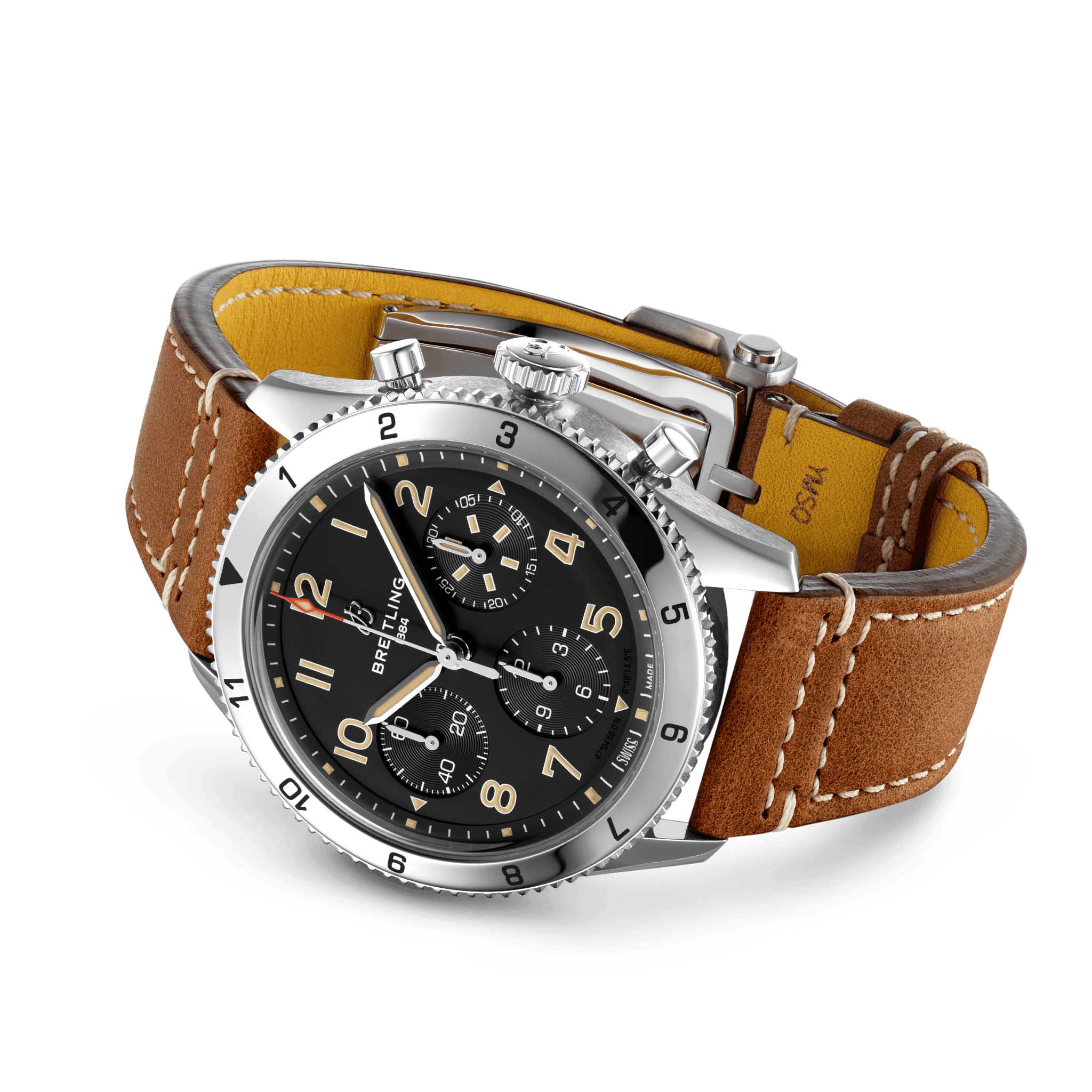 Breitling Breitling Classic Avi Chronograph 42 P-51 Mustang A233803A1B1X1, aviator 8 швейцария мужские часы на браслете кожаный боковой вид