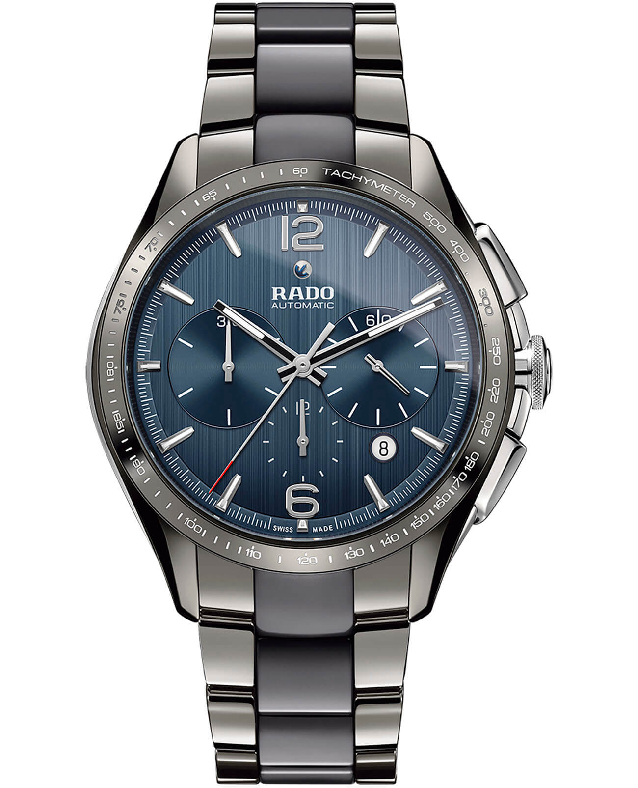 Rado Rado Hyperchrome Automatic Chronograph R32120202 Automatic R32120202 механические мужские часы синий циферблат, браслет плазменная керамика + ceramos™ — вид спереди