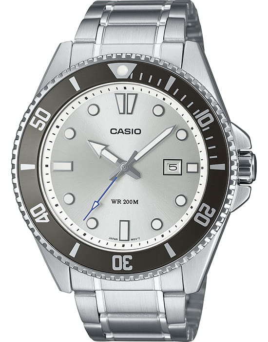Casio Casio Collection MDV-107D-7A  MDV-107D-7A кварцевые мужские часы серебристый циферблат, браслет нержавеющая сталь — вид спереди
