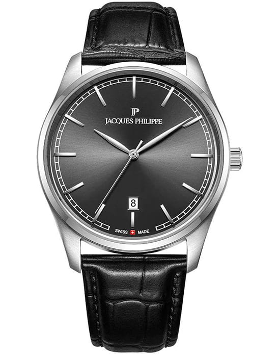 Jacques Philippe Jacques Philippe Odina JPQGS621141  JPQGS621141 кварцевые мужские часы черный циферблат, браслет кожаный — вид спереди