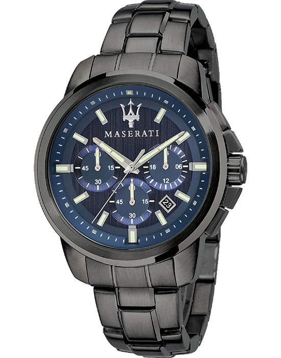 Maserati Maserati R8873621005  R8873621005 кварцевые мужские часы синий циферблат, браслет сталь c pvd покрытием — вид спереди