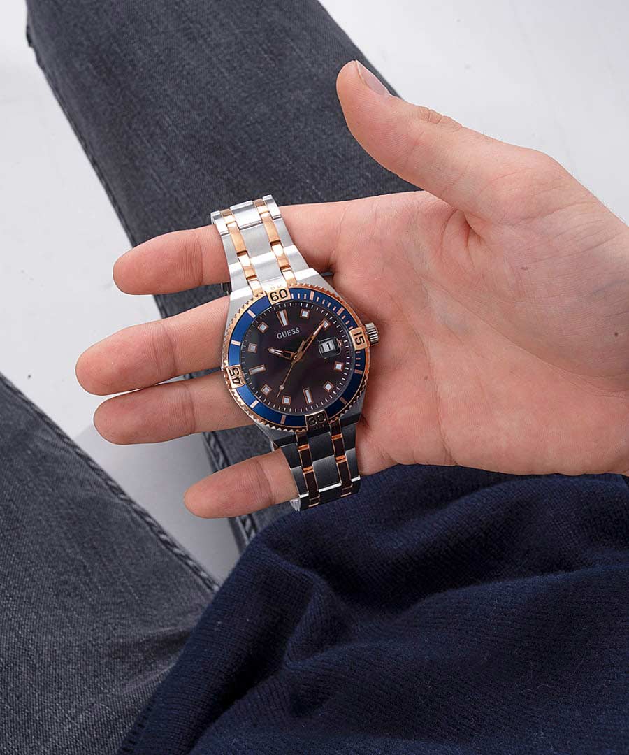 Guess Guess  Sport Steel  GW0330G3 кварцевые мужские часы часы крупный план синий циферблата