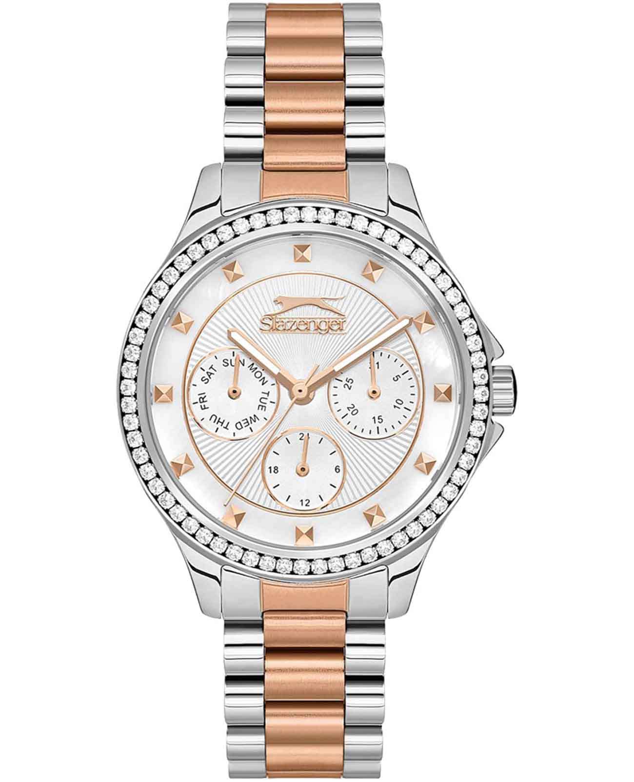 Slazenger Slazenger SL.09.2241.4.02  SL.09.2241.4.02 кварцевые женские часы серебристый циферблат, браслет нержавеющая сталь с ip-покрытием — вид спереди